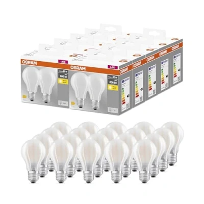 Abbildung von OSRAM BASE CLASSIC A GLFR 60 LED Lampe mit Sockel E27, Kolbenform, Doppelpack, 6,5W, 806lm, 2700K, warmweißes Licht, geringe Wärmeentwicklung, lange Lebensdauer, geringer Energieverbrauch,20 Pack