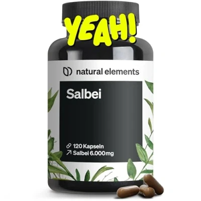 Abbildung von Salbei 120 Kapseln 6000mg pro Tagesdosis Extrakt 10:1 vegan, hochdosiert, ohne unnötige Zusätze in Deutschland produziert &amp; laborgeprüft