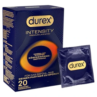 Abbildung von Durex Intensity Kondome Ultra dünn plus für intensive Körperwärmeübertragung Mit viel Silikongleitgel befeuchtet Ohne Latex 20er Pack (1 x 20 Stück)