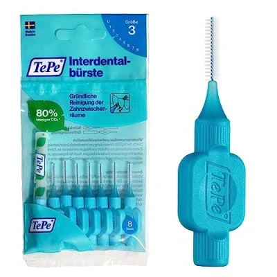 Abbildung von TePe Interdentalbürste, Original, Blau, 0,6 mm/ISO 3, 8 Stk., Plaque Entfernung, effiziente Reinigung der Zahnzwischenräume, für mittelgroße Lücken