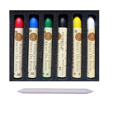 Abbildung von Sennelier Oil Pastels Set 6/Pkg Assorted, 6 Colors Künstlerische Qualität (Frankreich Import) Made IN France
