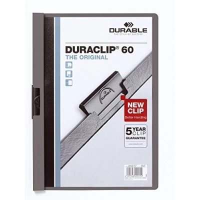 Abbildung von Durable Klemm Mappe Duraclip Original 60 (für 1 Blatt A4), 25 Stück, anthrazit/grau, 220957