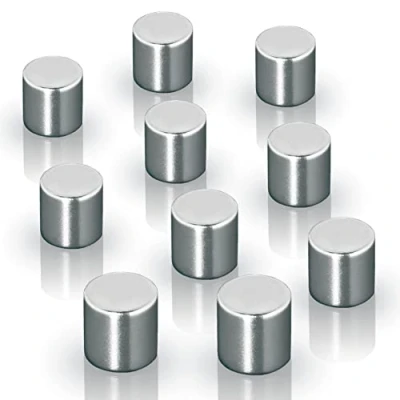 Abbildung von SIGEL BA701 Neodym Magnete Zylinder, hochglänzend silber, Ø 1x1 cm, 10er Set SuperDym, Zylindermagnete für Glas Magnettafeln und Whiteboards