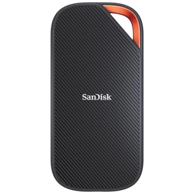 Abbildung von SanDisk Extreme PRO mit USB4 2 TB (portable SSD, bis zu 3.800 MB/s Lesegeschwindigkeit, robustes Design IP65, kompatibel USB C &amp; Thunderbolt, Silikonhülle Aluminiumgehäuse)