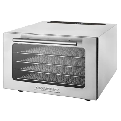 Abbildung von GASTROBACK #46604 Design Dörrautomat Mini Professional, kompakte Maße für kleine Mengen &amp; knappe Stellflächen, hochwertiges Gastro Edelstahlgehäuse, 400 Watt