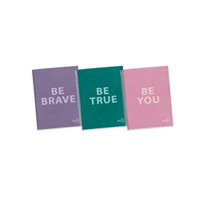 Abbildung von Miquelrius Pack of 3 A4 Be Eco Notebooks 5 x 5mm Grid 80 Sheets 90gsm 1 Colour Strip Micro Perforated Spiral Hardback Cover Size 210 297 mm and 4 Holes for Rings