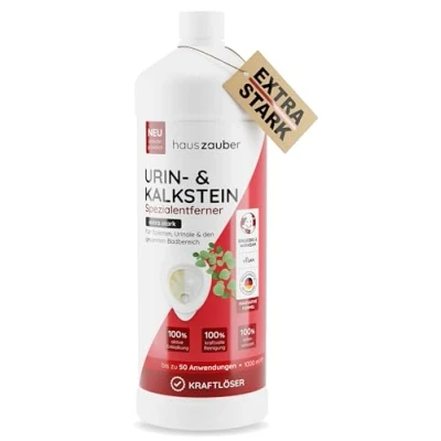 Abbildung von hauszauber® Urinsteinentferner [EXTRA STARK] 1000 ml inkl. Schrägdüse Löst Urin, Kalkstein und Schmutz Ergiebiger starker Profi WC Reiniger mit Frischeduft