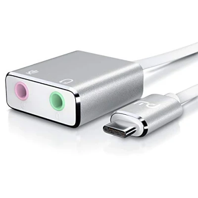 Abbildung von CSL Externe Soundkarte USB C, Typ C auf Klinke 3,5mm, Kopfhörer Adapter, Audio zu DAC, kompatibel mit Samsung, Huawei UVM.