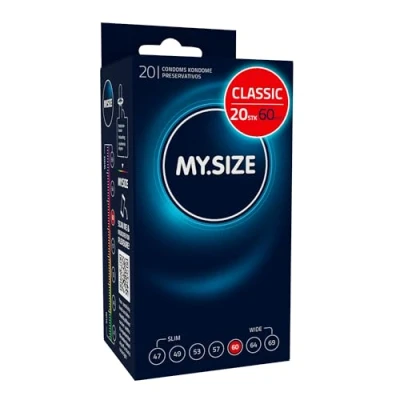 Abbildung von MY.SIZE Classic Kondome 60 mm Breite I 20 Stück Packung Premium extra dünn gefühlsecht hauchzart dünne 0,07 Wandstärke vegan für Männer Condoms for men