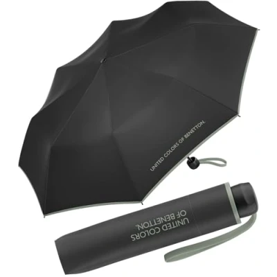 Abbildung von United Colors of Benetton Cuatrogotas 2018 Regenschirm, faltbar, 60 cm, Black iceberg Green, 95 cm