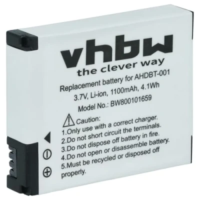 Abbildung von vhbw Li Ion Akku 1100mAh (3.7V) kompatibel mit GoPro HD Hero, Helmet, Naked, Hero 960, 2, Motorsports Edition, Outdoor Surf Edition Ersatz für AHDBT 001