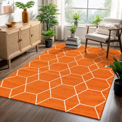 Abbildung von Sanat Teppich "Trellis" rechteckig 10 mm Höhe Kurzflor, skandi, boho, auch als Läufer und in rund