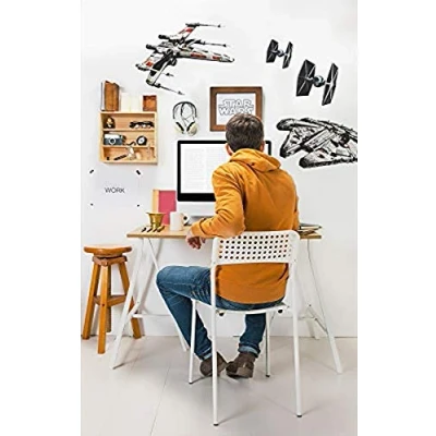 Abbildung von Komar Star Wars Deco Sticker SPACESHIPS 100 x 70 cm Wandtattoo, Wandsticker, Wandaufkleber, Wandbild, Raumschiff, Millennium Falke, Kinderzimmer 14723h Weiß/Schwarz