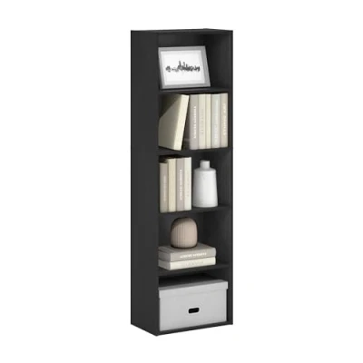 Abbildung von Furinno Luder 5 stufiges, wendbares, farbiges Bücherregal mit offenem Regal, Schwarzholz