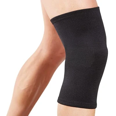 Abbildung von Actesso Kniebandage Knieverband Elastische Kompression Kniebandagen zur Schmerzlinderung während Sport und Nach Verletzungen Fur Manner Damen (Schwarz, L (1er Pack))