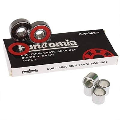 Abbildung von FunTomia 8 Stück 608er 2RS ABEC 9 MACH1 Renn Kugellager/Lager + Spacer z.B. für Inliner Skates Skateboard Rollerblade Waveboard und Longboards