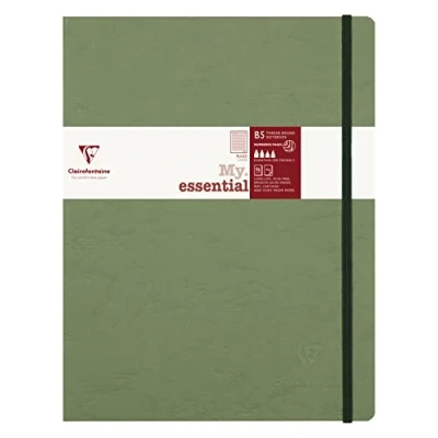 Abbildung von Clairefontaine 794463C Notizbuch My.Essential Age Bag, Format B5 (19x25 cm), mit Fadenbindung, 96 Blatt nummeriert, liniert, Papier elfenbein 90g, Grün, 1 Stück