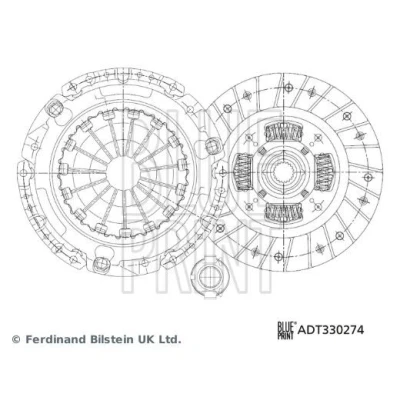 Abbildung von BLUE PRINT ADT330274 Kupplungssatz dreiteilig mit synthetischem Fett Ausrücklager 212