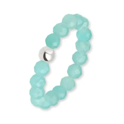Abbildung von GD GOOD.designs Fidget Ring aus Amazonit Naturstein Perlen für Damen Anxiety elastisch Anti Stress Ringe facettiert I Ringgröße 52 60