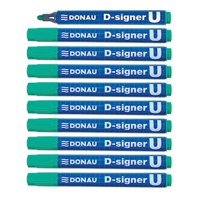 Abbildung von DONAU 7371001 06PL D Signer U Permanentmarker / 10 Stück/Grün/Rundspitz 2 4mm (Strich) Permanent Marker/Ungiftig/Wasserfest/auf Alkoholbasis
