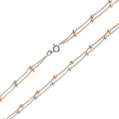 Abbildung von MATERIA Kugel Halskette Rosegold für Frauen Damen Kette Silber 925 vergoldet rhodiniert 45cm in Etui CO 33 Rose