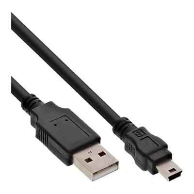 Abbildung von InLine 33107S USB 2.0 Mini Kabel, A Stecker an B (5pol.), schwarz, 1m