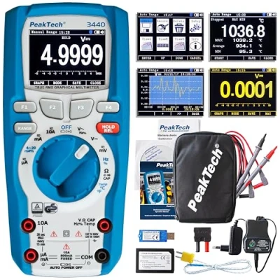 Abbildung von PeakTech 3440 Multimeter digital + 4.0 Bluetooth &amp; Grafik Display [3 Jahre Garantie] 50000 Counts, Profi Multimeter, TÜV/GS, Spannungsprüfer Durchgangsprüfer Spannungsmesser CAT III 1000 V