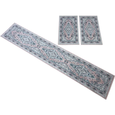 Abbildung von my home Bettumrandung »Oriental, Made in Belgium« Höhe 7 mm 1 Stk. tlg. Läufer Set, Kurzflor, Orient Optik, mit Bordüre, pflegeleicht, elegant