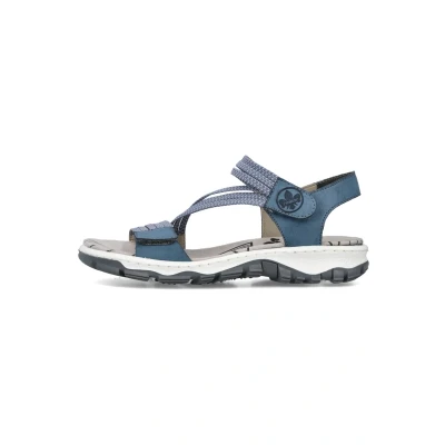 Abbildung von Rieker Damen Klassische Sandalen 68871, Frauen Sandalen,Sommerschuhe,Freizeitschuhe,offene Schuhe,Strandschuhe,blau (14),39 EU / 6 UK