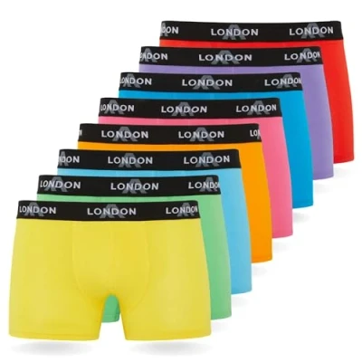 Abbildung von FM London 8PACK Fitted Hipsters Boxer Shorts Panties, Herren, Größe: Medium, Neon