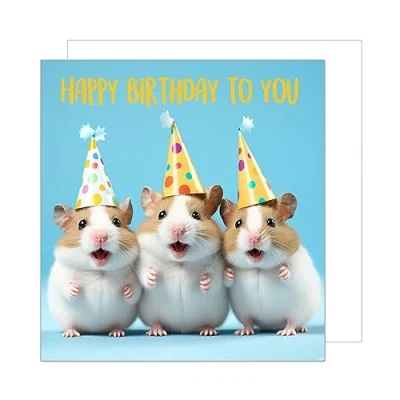 Abbildung von Edition Seidel Premium quadratische Geburtstagskarte mit Umschlag. Glückwunschkarte Happy Birthday Billet Karte Mann Frau Teenager Kinder Coole Hamster Sänger Humor Party (GQ123)