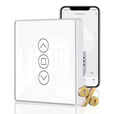 Abbildung von MOES 2.5D Rolladenschalter Smart Wlan mit Prozentanpassung,Kompatibel Alexa und Google Home, Zeitschaltuhr Sprachsteuerung,Rolladensteuerung Unterputz,Neutralleiter erforderlich(Weiß)