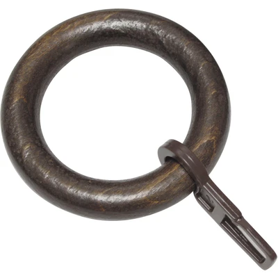 Abbildung von GARDINIA Gardinenringe für Gardinenstangen Ø 28 mm, Mit Gardinenhaken, 10 Stück, Ring Breite 9 Holz, Natur, Nicht Zutreffend