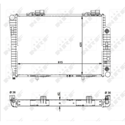 Abbildung von NRF 51281 Kühler, Motorkühlung Aluminium 615 425 42 mit Anbauteilen Kühlrippen gelötet MERCEDES BENZ: E Class Saloon, SLK, C Saloon