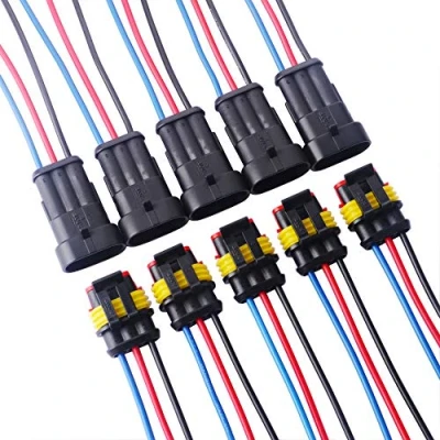 Abbildung von GTIWUNG 5 Set 3 Pin Way Auto Wasserdichte Elektrische Stecker,3 Pinlig Elektrischer Anschluss Stecker mit Draht,3 Poliger Kabel Steckverbinder