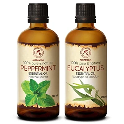 Abbildung von Ätherische Öle Set 2x100ml Pfefferminzöl Eukalyptusöl Aromatherapie Geschenkset Reine Minzöle für Diffusers und Duftlampen Seifenherstellung Kerzen
