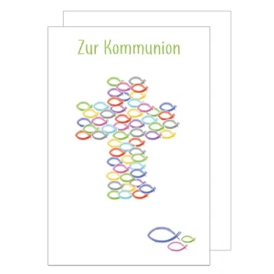 Abbildung von Edition Seidel exklusive Premium Kommunionskarte mit Umschlag. Glückwunschkarte Grusskarte Kommunion einzelne eine Junge Mädchen Karte (KO252 SW022) (Design 1)