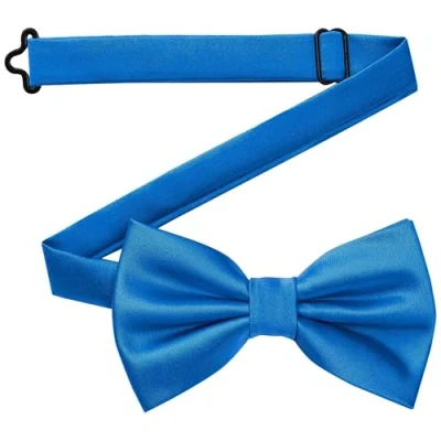 Abbildung von DonDon Fliege Herren handgefertigt Seiden Look 12 x 6 cm Blau