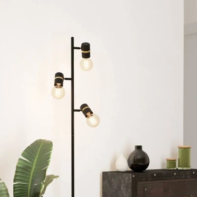 Abbildung von EGLO Stehlampe »LURONE«, Leuchtmittel E27 wechselbar ohne Leuchtmittel, Stehleuchte in schwarz und messing aus Stahl exkl. 3X10W