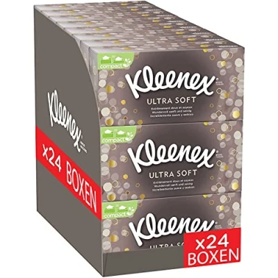 Abbildung von Kleenex Ultra Soft Kosmetiktücher Boxen, Für den täglichen Gebrauch, 3 lagig, 24 Boxen á 64 Tücher