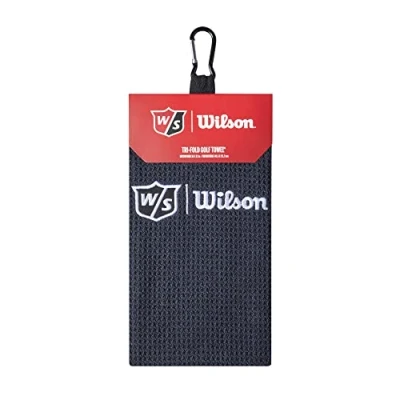 Abbildung von Wilson Staff Unisex Golf Handtuch, Dreifach gefaltet, TRI FOLD, Mikrofaser, Schwarz, Einheitsgröße, WGA9000102