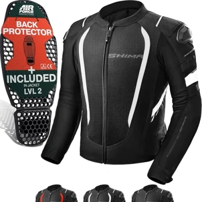 Abbildung von SHIMA MESH PRO 2.0 Motorrad Jacke Herren mit Protektoren AIRFORCE Rückenprotektor Motorradjacke Sommer Schulter Protektor Ellbogen Textiljacke Schutzjacken Protektorenjacke (Männer, Weiß, 3XL)