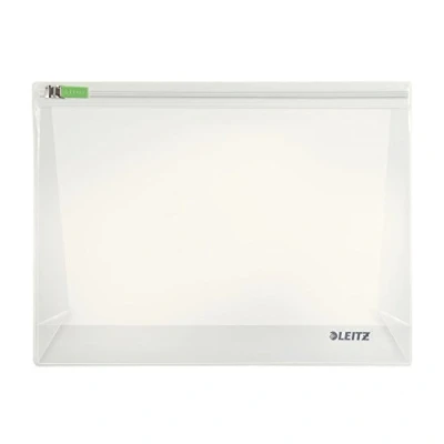 Abbildung von Leitz 2er Pack Zip Beutel (geeignet für Reiseutensilien, Duschgel, Kosmetik, Shampoo, Gr. M mit Falte, PVC, Complete), Farblos, 40080000