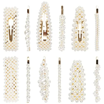 Abbildung von Belle Vous Perlen Haarclips Damen (12er Set) Haarspangen &amp; Mädchen Modischer Haarschmuck und Haarklammern für Styling Süße Elegante Kristallperlen Kopfbedeckungen, Hochzeiten Partys