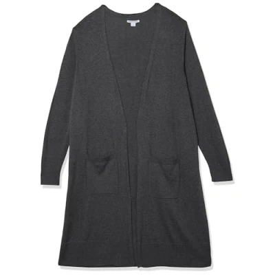 Abbildung von Amazon Essentials Damen Leichter Strickjackenpullover, Länger Geschnitten (Erhältlich In Übergröße), Dunkelgrau Meliert, XXL