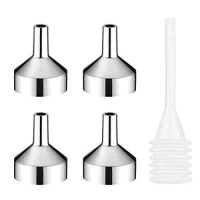 Abbildung von Toureal 4 Stück Klein Edelstahl Trichter Parfüm Abfüllen mit Pipette, Metall Mini, Parfümtrichter für Füllung Zerstäuber und Liquid (Silber, Dia.18mm)
