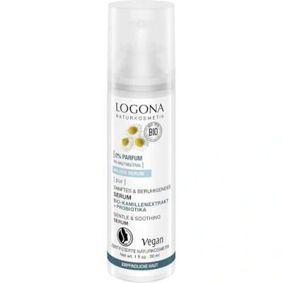 Abbildung von LOGONA Naturkosmetik PUR Sanftes &amp; beruhigendes Serum Bio Kamillenextrakt Probiotika, pH hautneutrale Feuchtigkeitspflege für empfindliche Haut, veganes Hautpflegeserum, 30ml