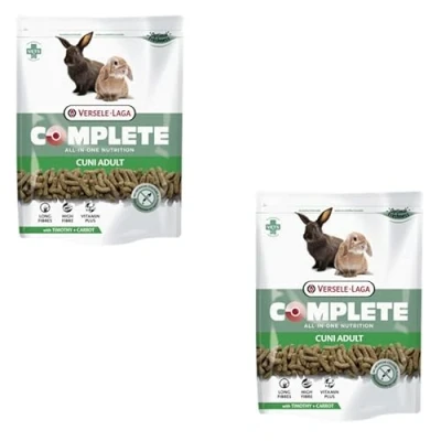 Abbildung von Versele Laga Complete Cuni Adult Doppelpack 2 x 500 g Alleinfuttermittel für ausgewachsene Kaninchen Schmackhafte All in one Pellets Mit Langen Fasern und Kräutern