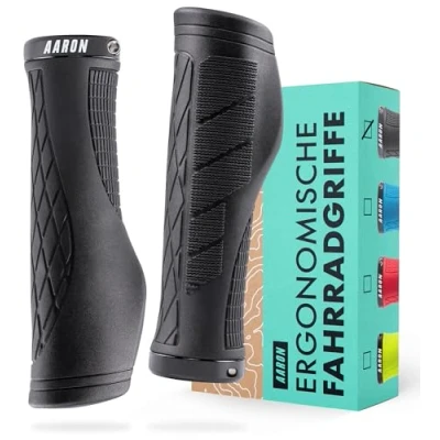 Abbildung von AARON Fit Fahrradgriffe mit Gel Dämpfung Sportliche Lenkergriffe aus rutschfestem Gummi Lock on für E Bike, Trekking, Mountainbike, Crossbike, Fixie, Blau