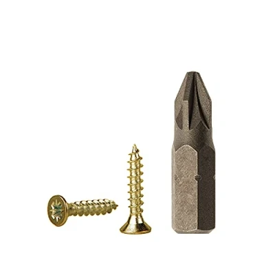 Abbildung von 500 Stück gelb verzinkt Stahl 2,5 x 10 mm Holzschrauben Spanplattenschrauben Universal Pozi Drive Schraube PZ Vollgewinde Pozidriv Senkkopf (500, mm)